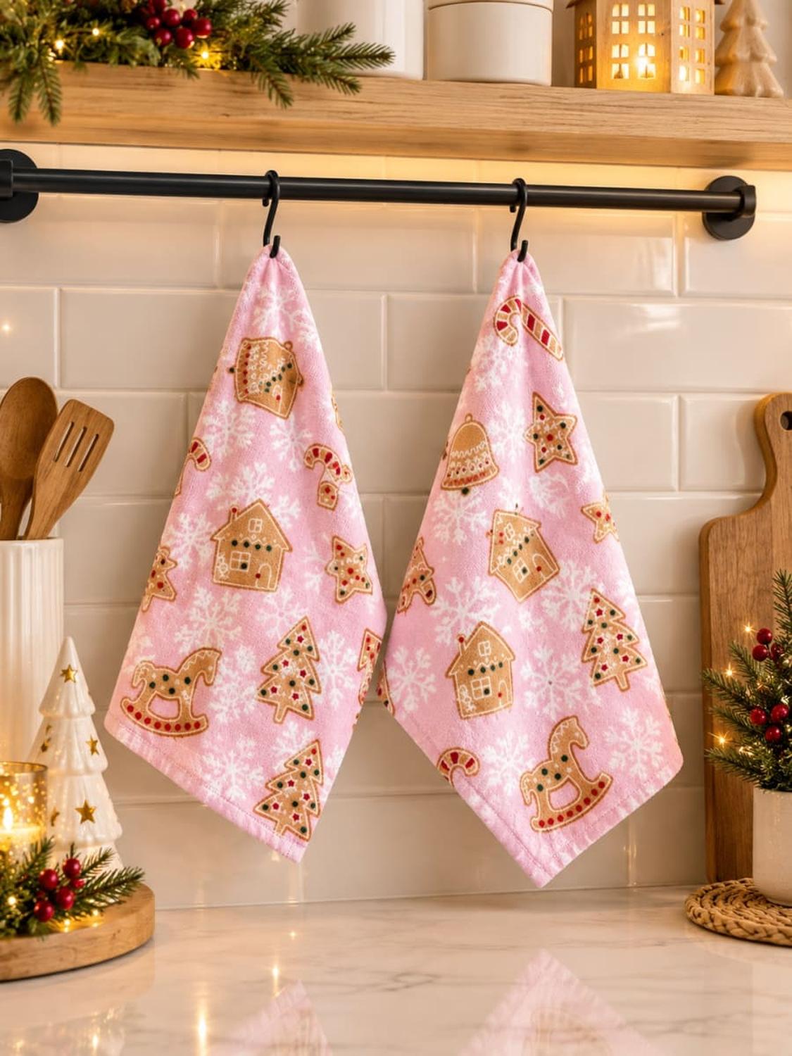 SET X2 SECADORES NAVIDEÑOS PINK GINGERBREAD - 1