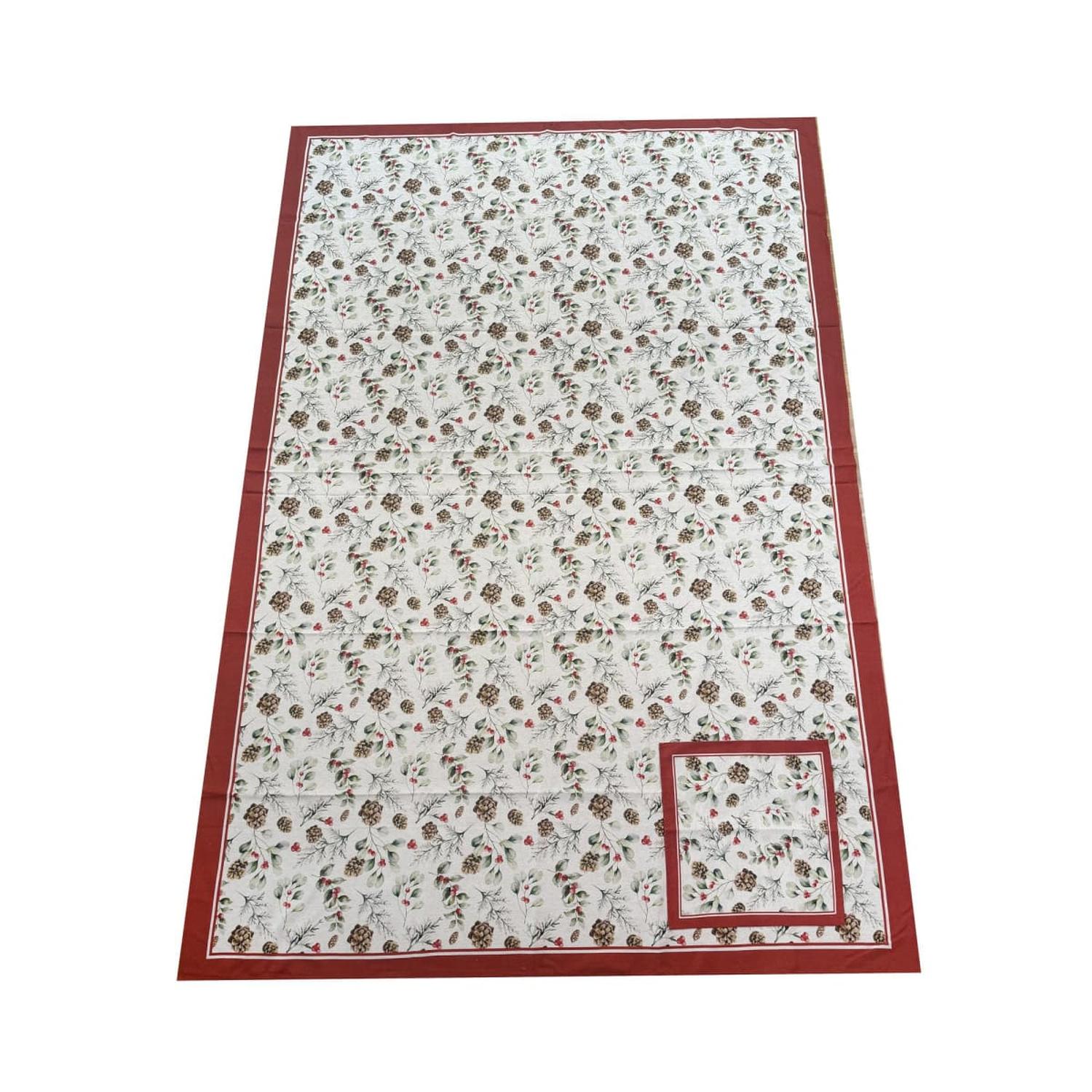 JUEGO DE MANTEL Y 8 SERVILLETAS PIÑAS DE PINO - 2