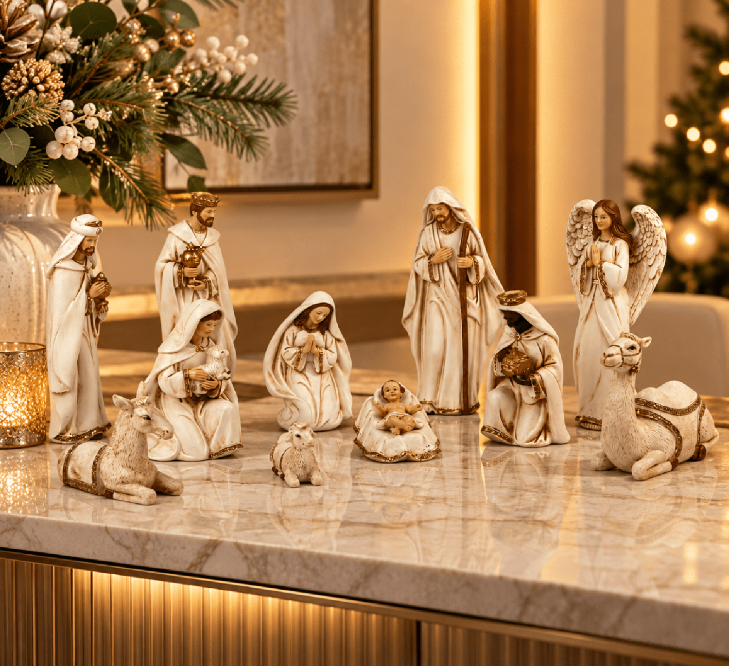 NACIMIENTO NAVIDEÑO SAGRADA FAMILIA 11 PIEZAS - 1