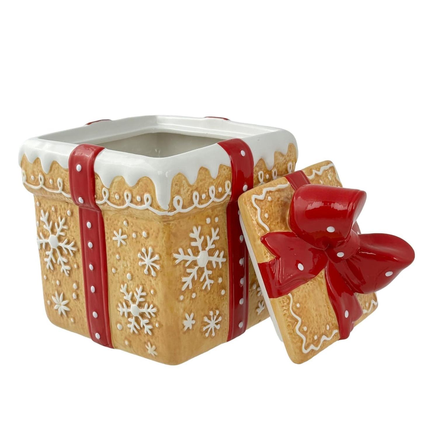 GALLETERO NAVIDEÑO DE CERÁMICA CAJA DE REGALO JENGIBRE - 3