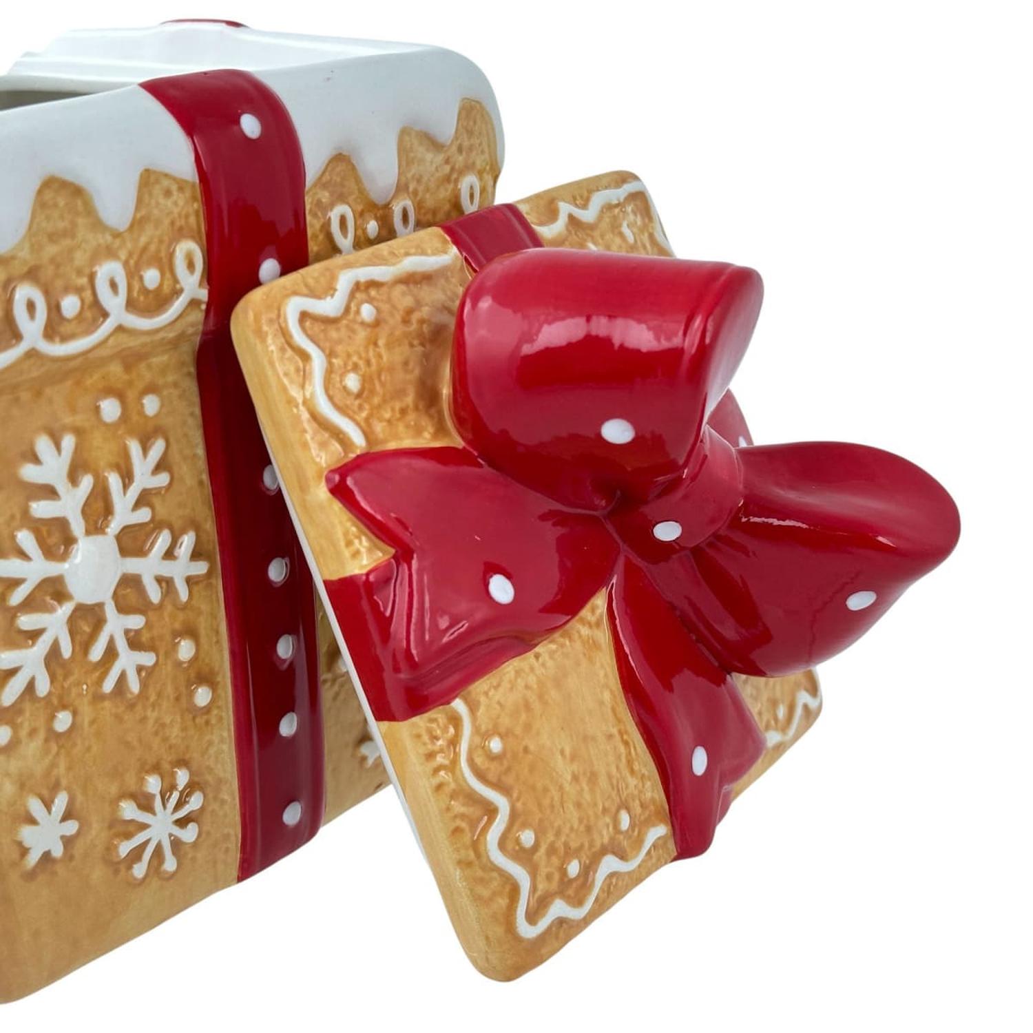 GALLETERO NAVIDEÑO DE CERÁMICA CAJA DE REGALO JENGIBRE - 4