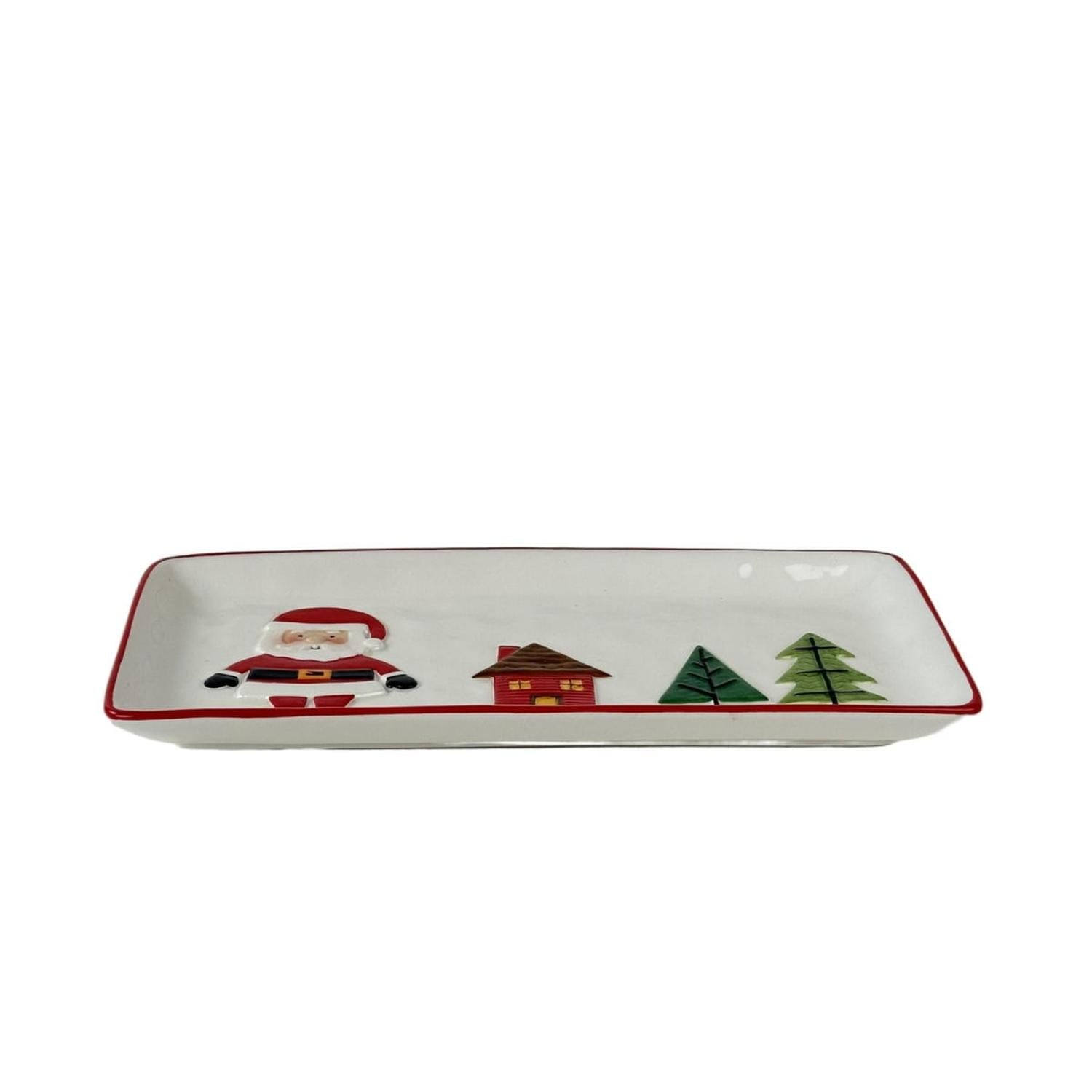 BANDEJA RECTANGULAR NAVIDEÑA SANTA VILLAGE DE CERÁMICA - 3