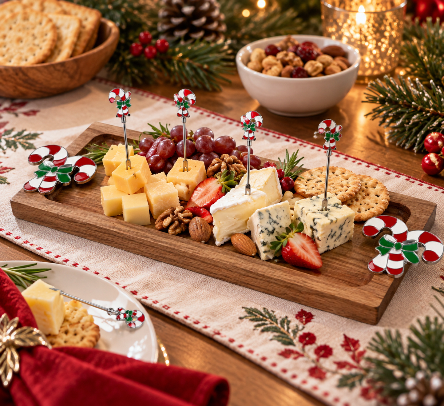 TABLA PARA QUESOS BASTÓN NAVIDEÑO CON PINCHOS - 1