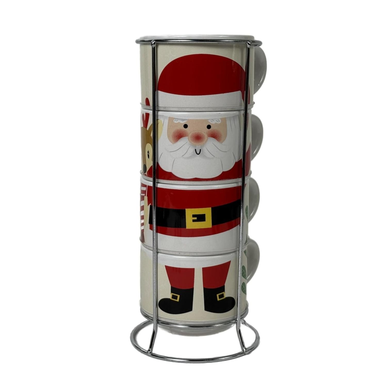 SET DE TAZAS NAVIDEÑAS SANTA CON BASE (4 PZS) - 2