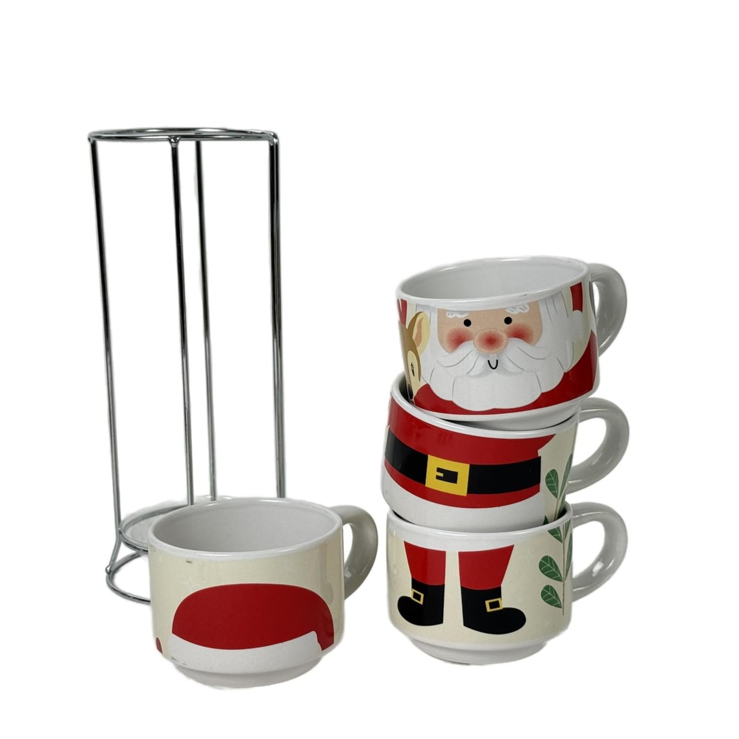 SET DE TAZAS NAVIDEÑAS SANTA CON BASE (4 PZS) - 4