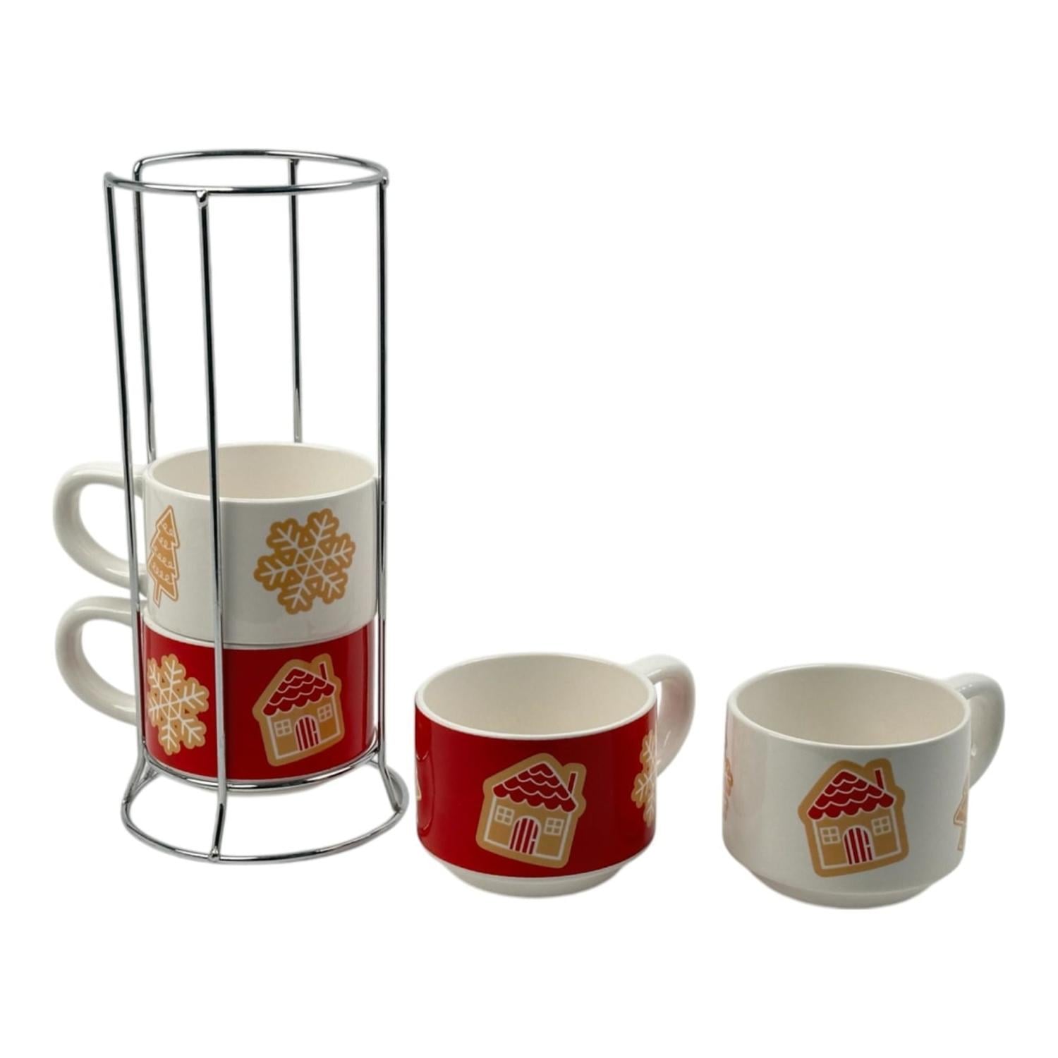 SET DE TAZAS NAVIDEÑAS GINGERBREAD CON BASE (4 PZS) - 3