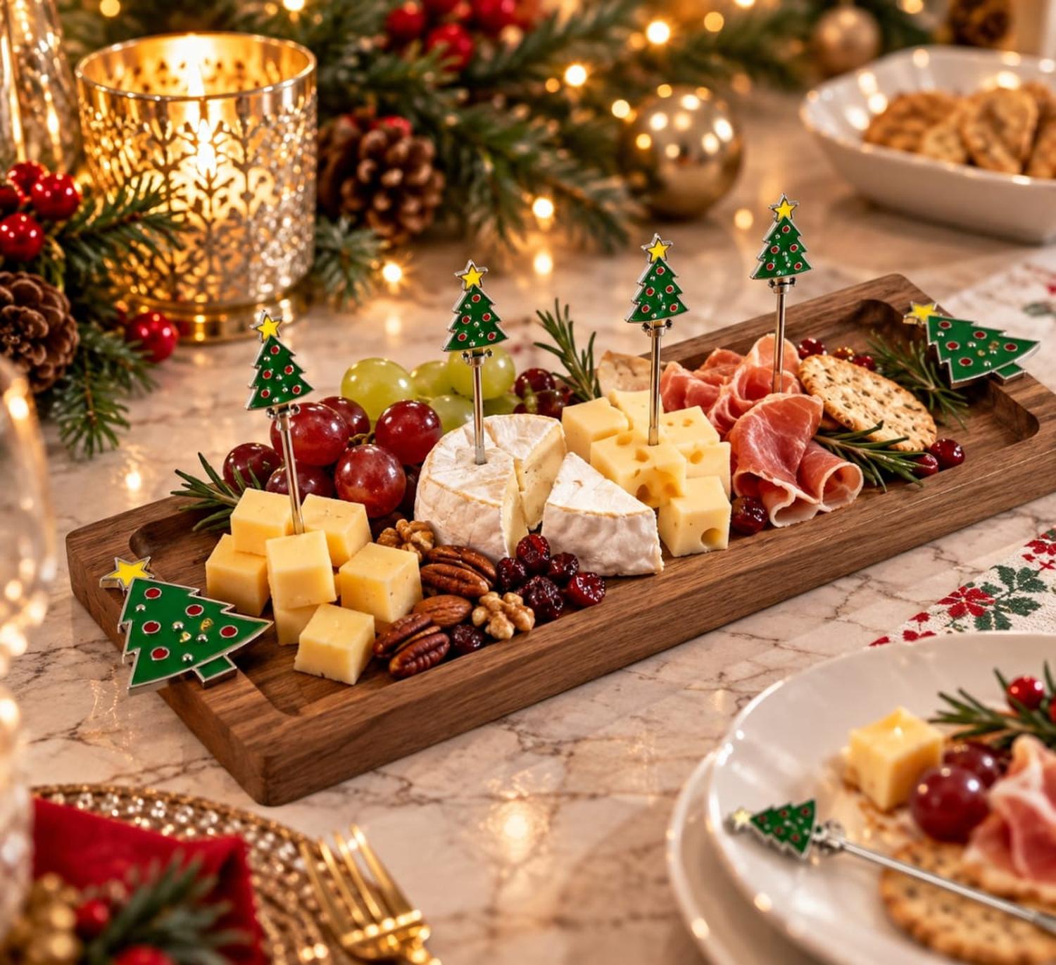 TABLA PARA QUESOS PINO NAVIDEÑO CON PINCHOS - 1