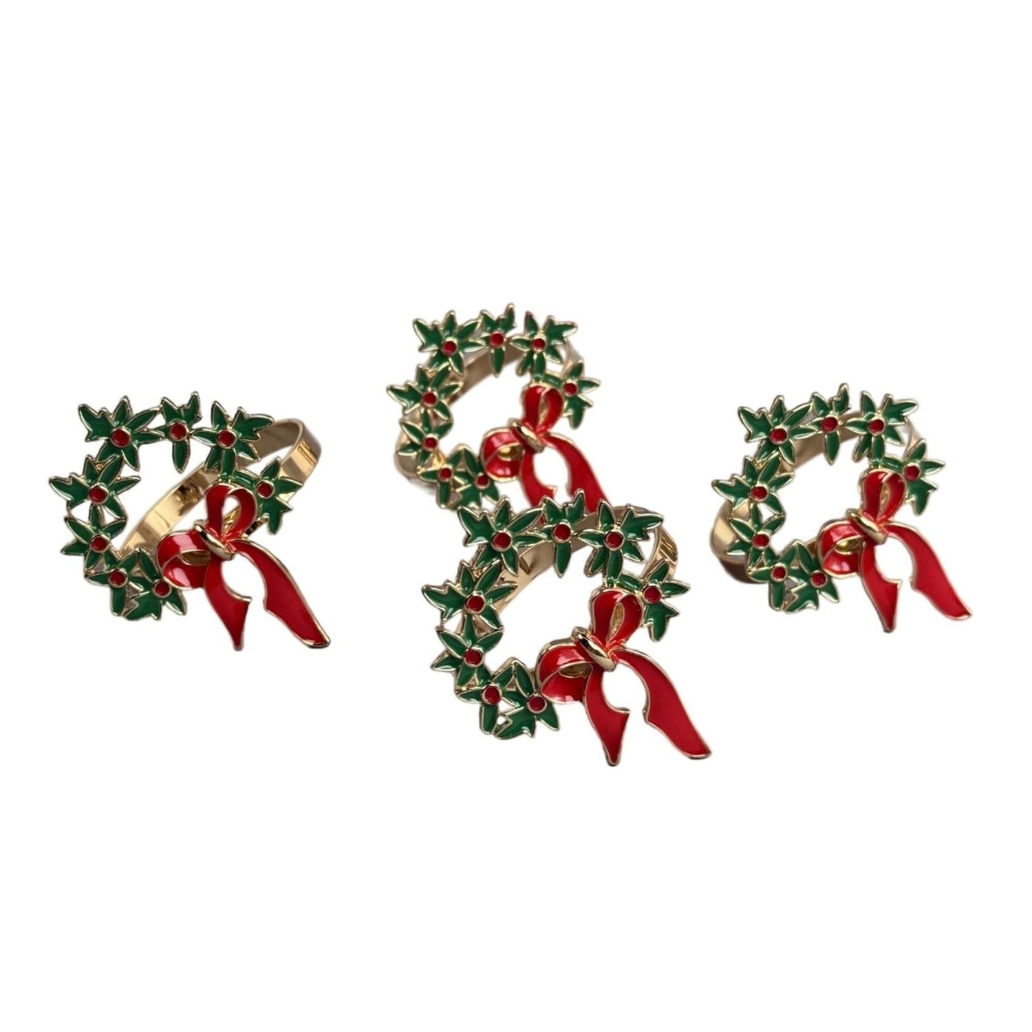 SET X4 ANILLOS DE SERVILLETA CORONA NAVIDAD - 2