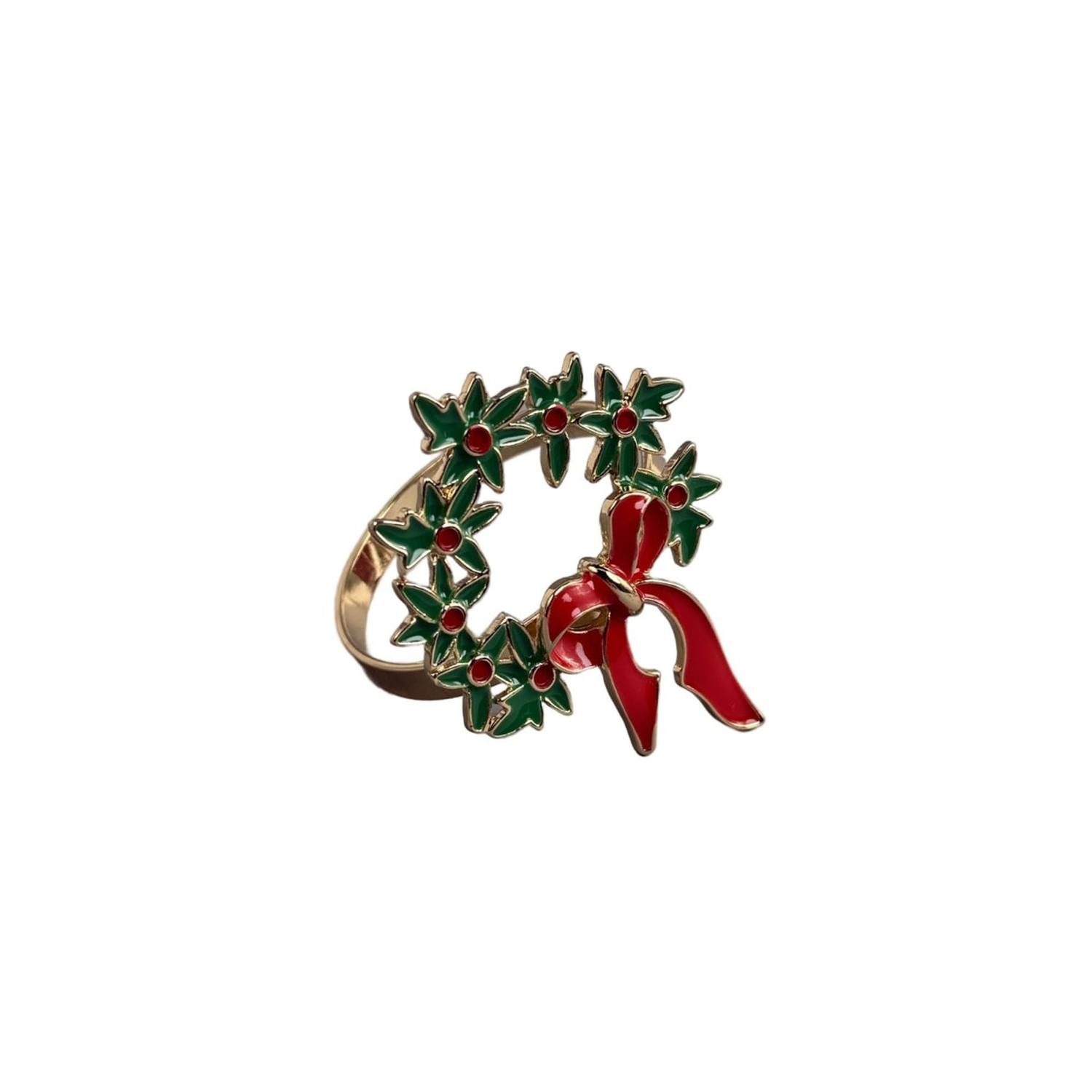 SET X4 ANILLOS DE SERVILLETA CORONA NAVIDAD - 3