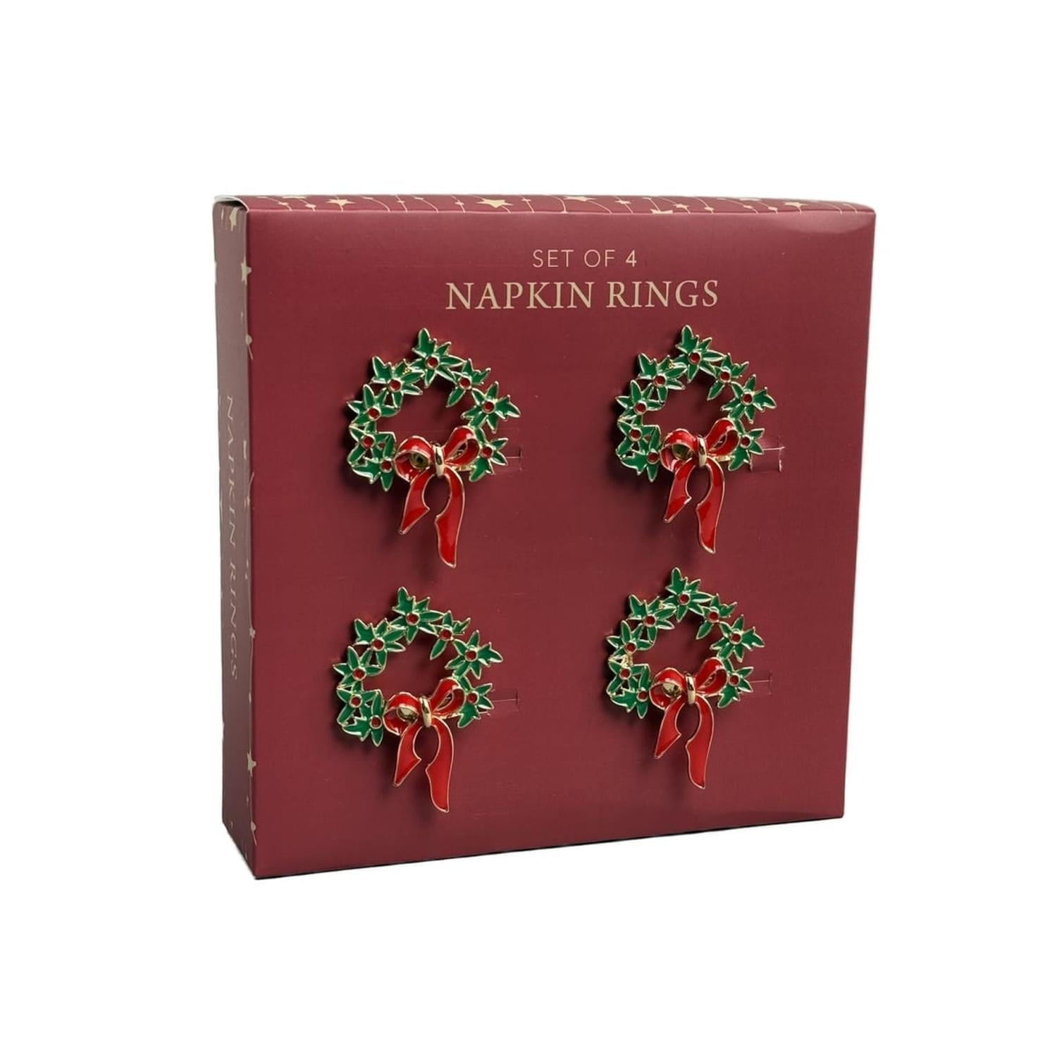 SET X4 ANILLOS DE SERVILLETA CORONA NAVIDAD - 4