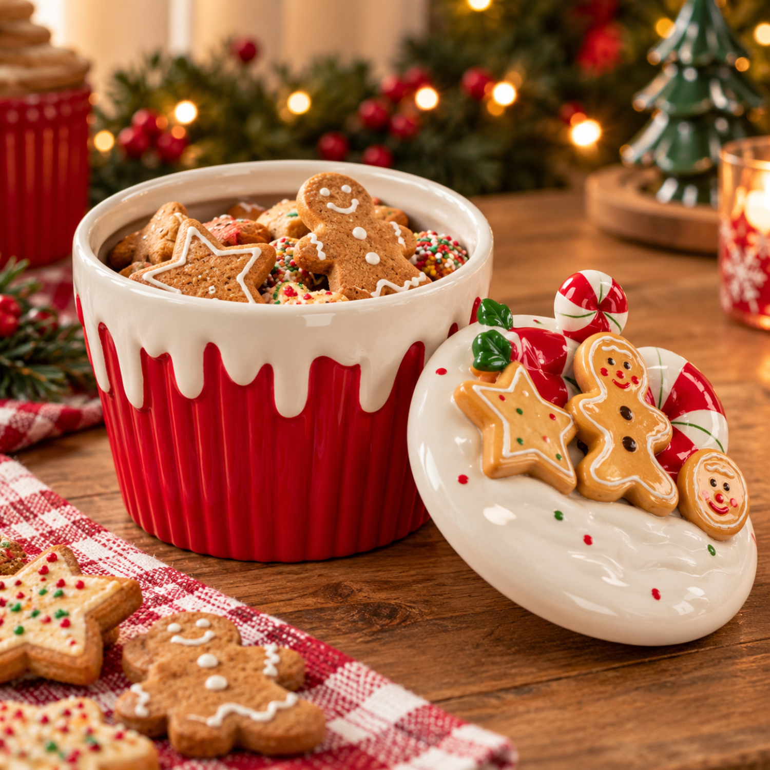 GALLETERO NAVIDEÑO DE CERÁMICA CUPCAKE JENGIBRE - 1