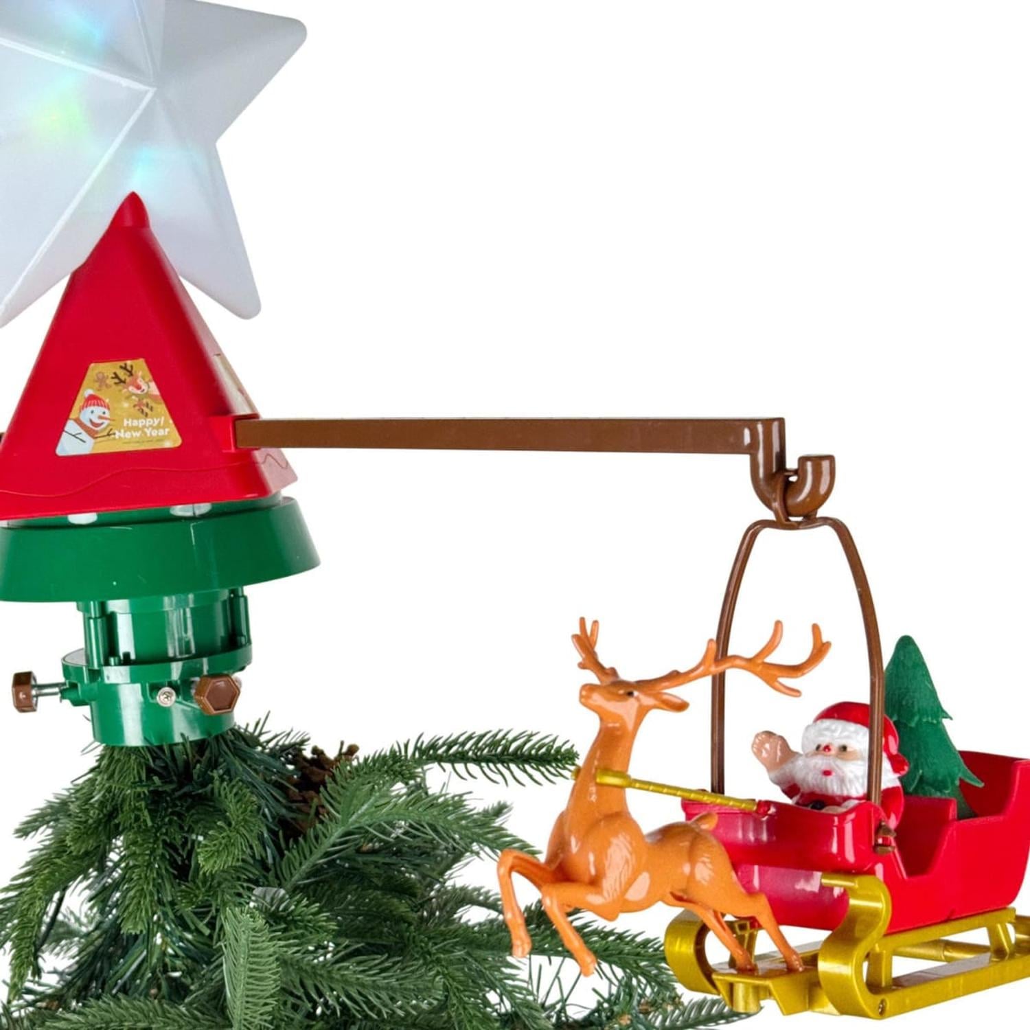 TOPPER ESTRELLA GIRATORIA PARA ARBOL DE NAVIDAD SANTA - 2