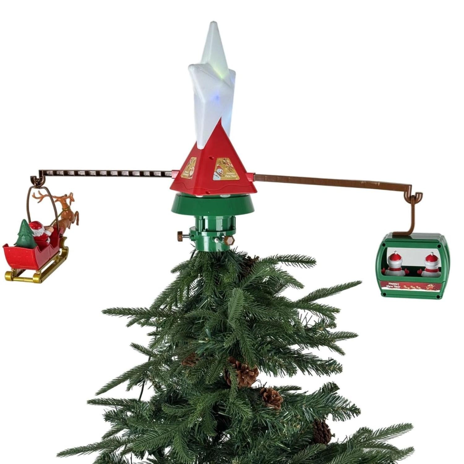 TOPPER ESTRELLA GIRATORIA PARA ARBOL DE NAVIDAD SANTA - 3