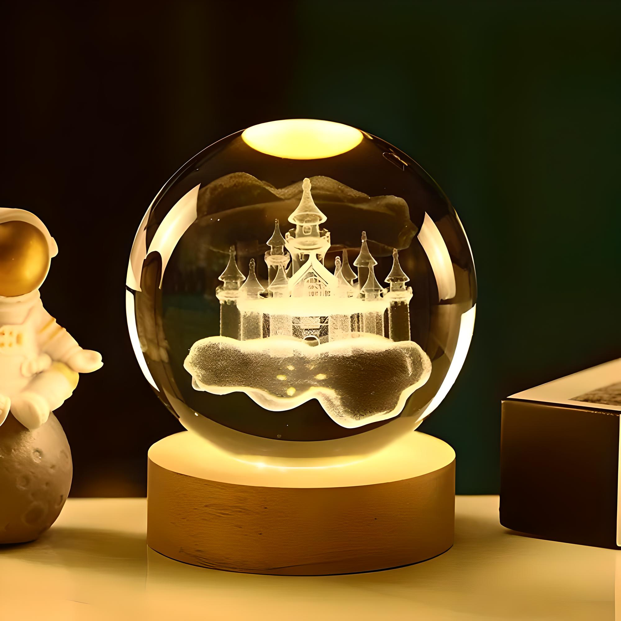LÁMPARA ESFERA CON DISEÑO 3D DE LUZ CÁLIDA MODELO CASTILLO - 1