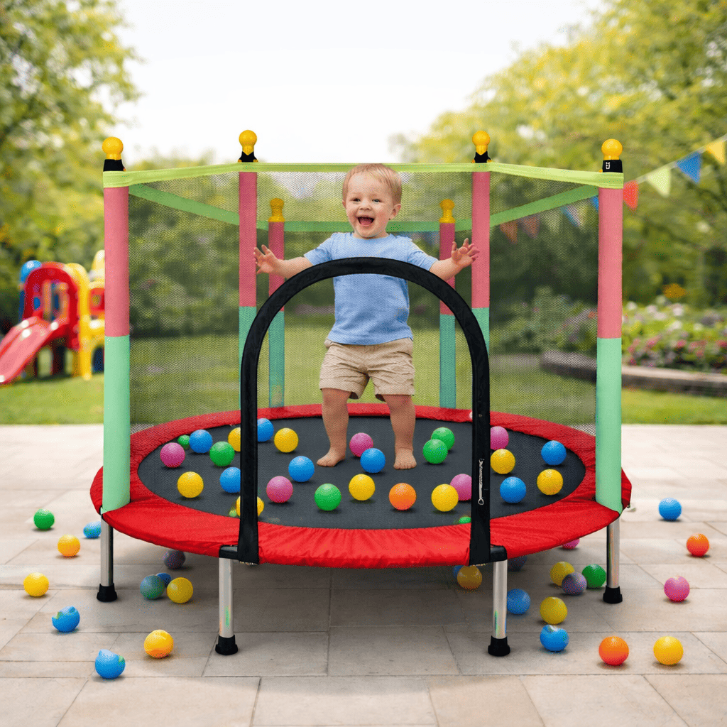 CAMA SALTARINA INFANTIL CON MALLA SEGURIDAD 80KG DIVERSIÓN TOTAL - 1