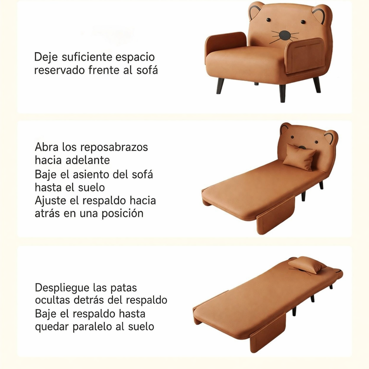 SOFÁ CAMA CONVERTIBLE DISEÑO OSO CÓMODO Y RESISTENTE - 4