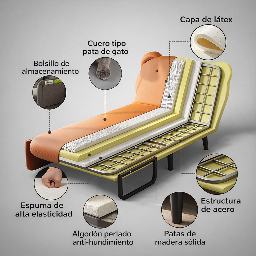 SOFÁ CAMA CONVERTIBLE DISEÑO OSO CÓMODO Y RESISTENTE - 5