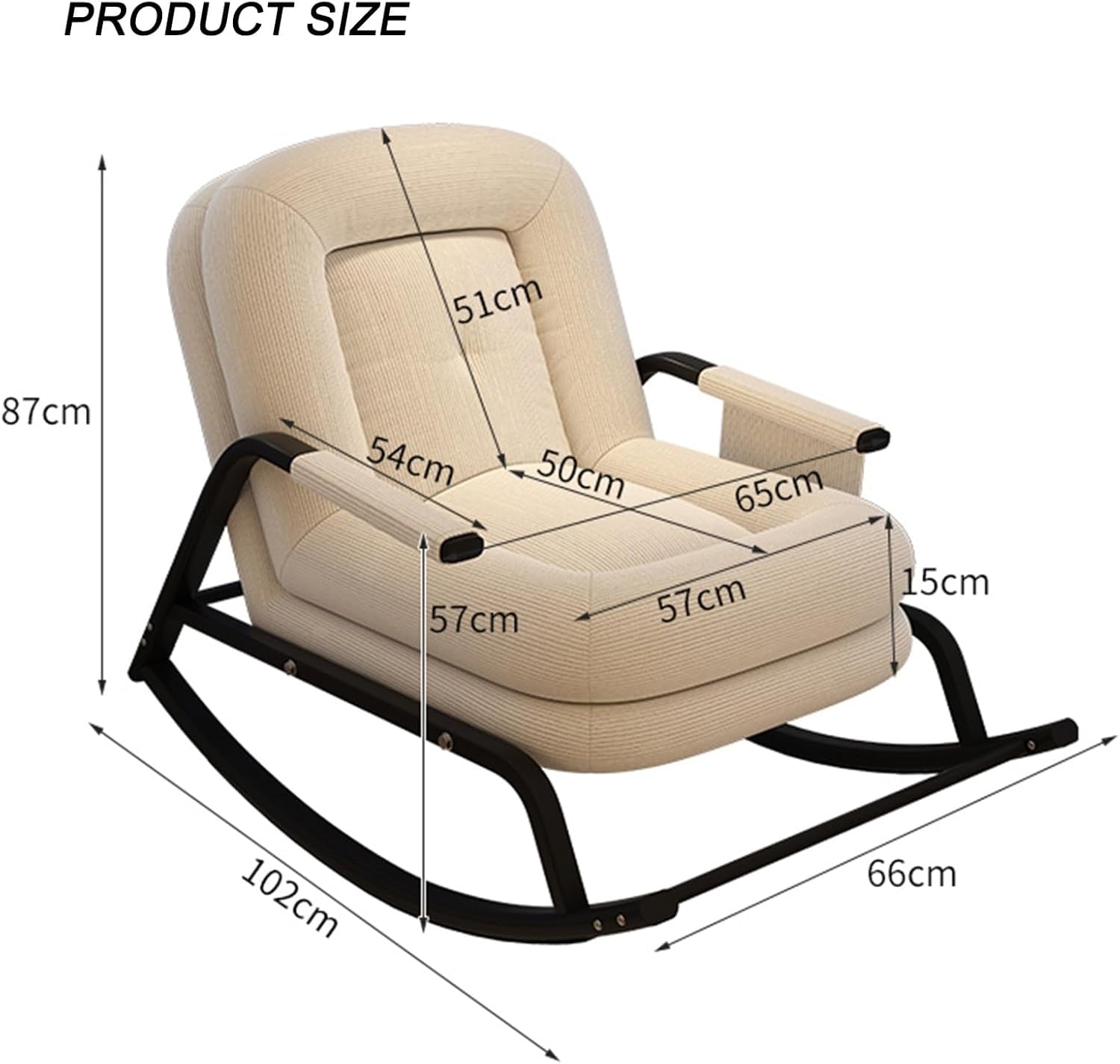 SILLA SILLÓN MECEDORA SOFÁ RECLINABLE PLEGABLE SALA TERRAZA JARDÍN NEGRO - 2