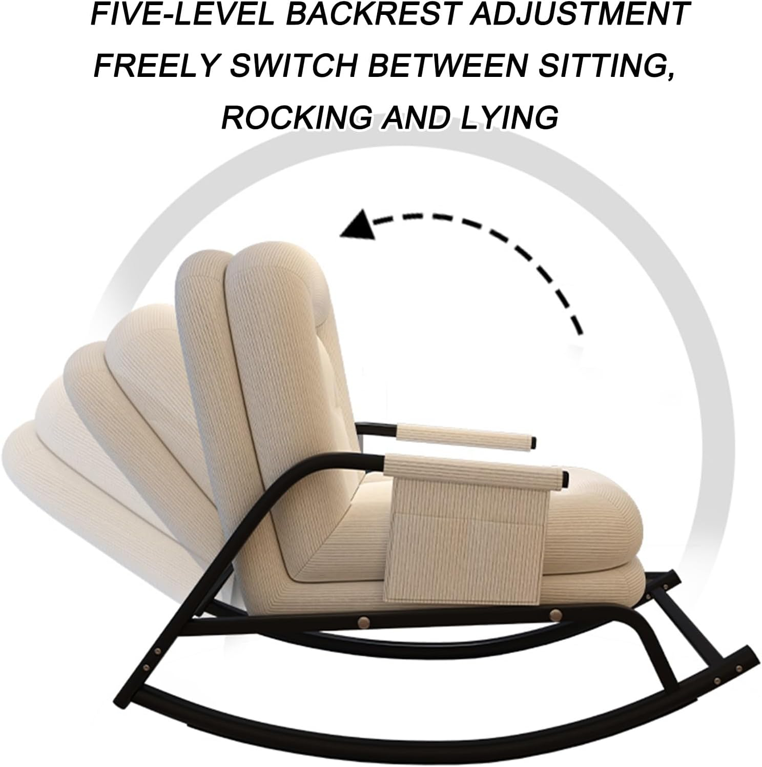 SILLA SILLÓN MECEDORA SOFÁ RECLINABLE PLEGABLE SALA TERRAZA JARDÍN NEGRO - 3