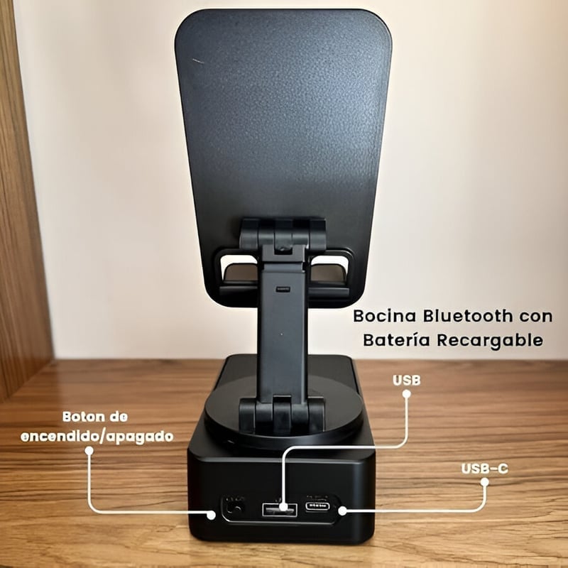 SOPORTE PARA CELULAR CON BOCINA BLUETOOTH - 4