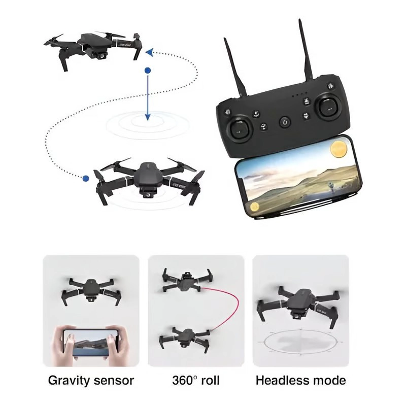 DRON E88 PRO DOBLE CAMARA HD SHOOTING ESTUCHE Y REPUESTO - 2