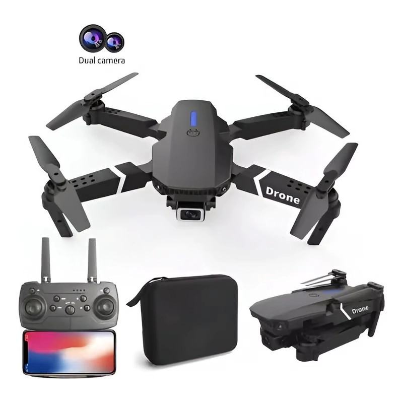 DRON E88 PRO DOBLE CAMARA HD SHOOTING ESTUCHE Y REPUESTO - 3