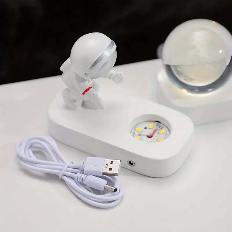 LÁMPARA ASTRONAUTA CON ESFERA 3D TRANSPARENTE BLANCA - 5