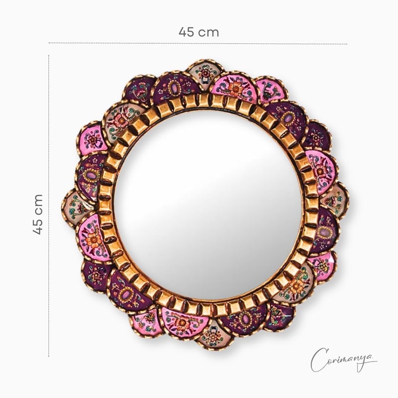 ESPEJO CUS136 ROSADO FLORAL ROSA 45 CM - 1