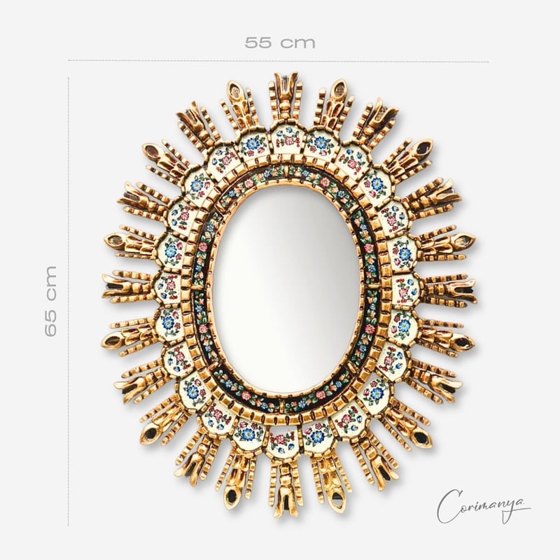 ESPEJO CUS131 BRONCE RAYOS OVAL CUSCAJA 65 X 55 CM (FLOREADO ) - 1