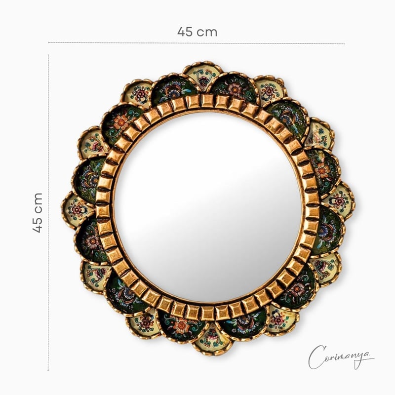 ESPEJO CUS139 VERDE FLORAL 45 CM - 1