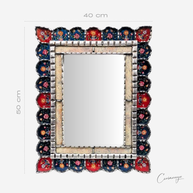 ESPEJO CUS132 RECTANGULAR AZUL ROJO CUSCAJA 50 X 40 CM - 1