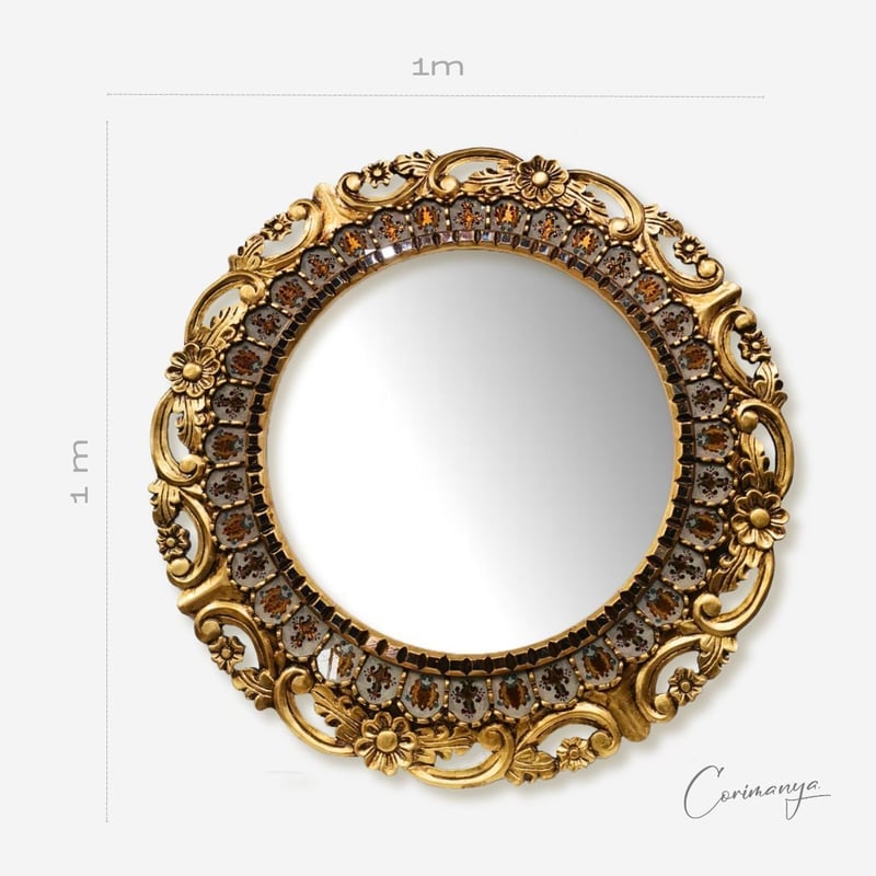 ESPEJO CUS104 CIRCULAR MARRÓN ORNAMENTAL CUSCAJA 100CM - 1