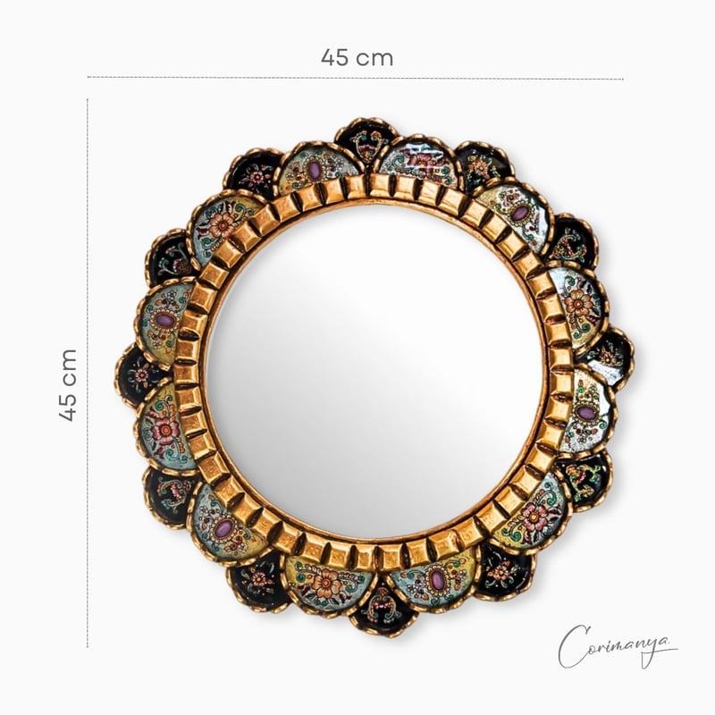 ESPEJO CUS137 NEGRO FLORAL PERUANO 45 CM - 1