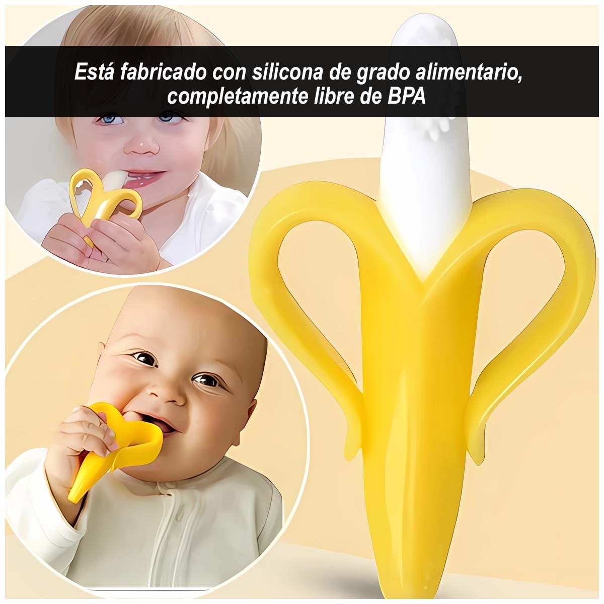 MORDEDOR SILICONA BEBES ESTILO BANANA CON ESTUCHE - 3