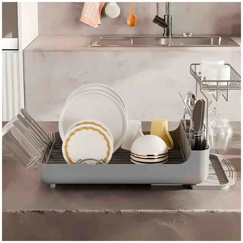 ESCURRIDOR DE PLATOS BLONDY CON BANDEJA GRIS - 2