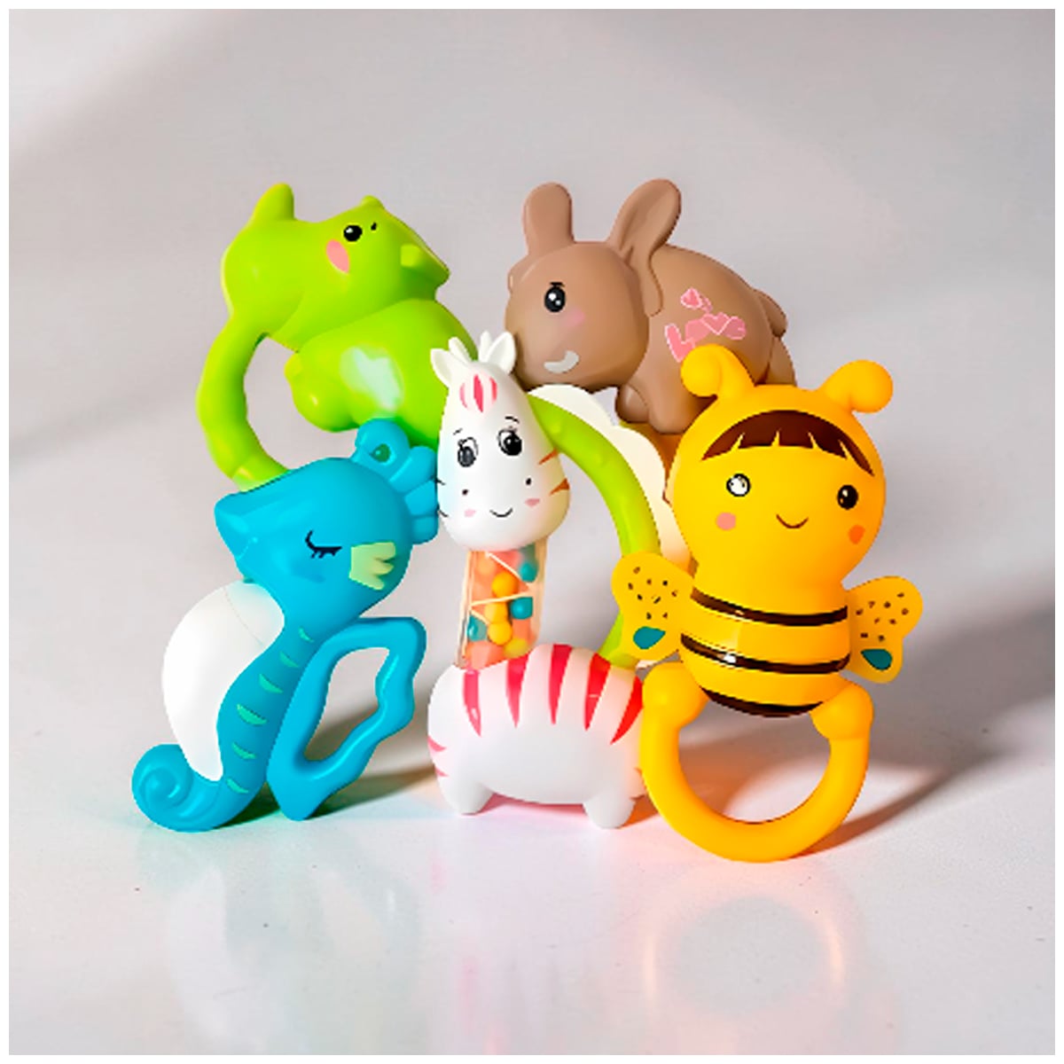 SET DE SONAJAS EN BOLSITA DE 5 PIEZAS DE ANIMALITOS PARA BEBÉS - 1