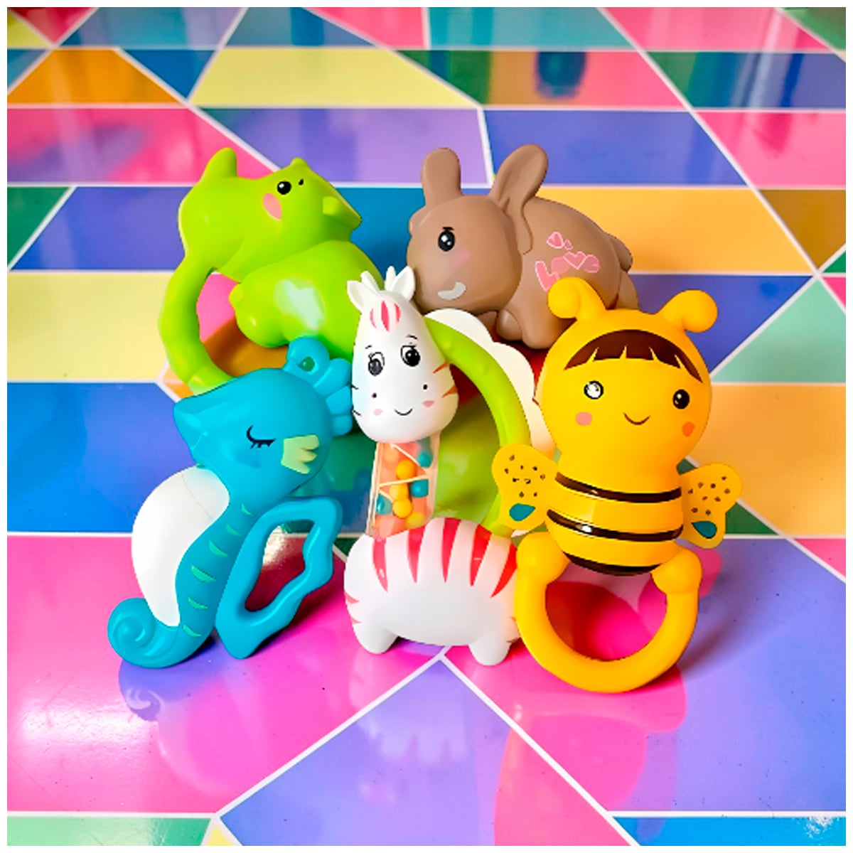 SET DE SONAJAS EN BOLSITA DE 5 PIEZAS DE ANIMALITOS PARA BEBÉS - 3