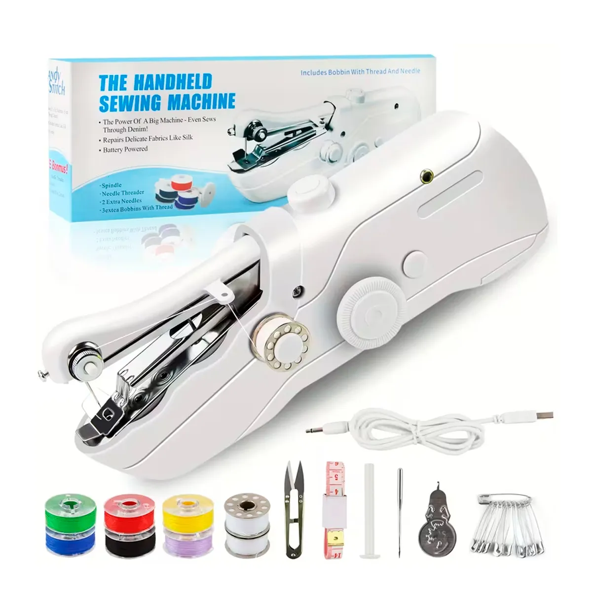 MÁQUINA DE COSER PORTÁTIL COMPACTA CON DOBLE ALIMENTACIÓN - 1