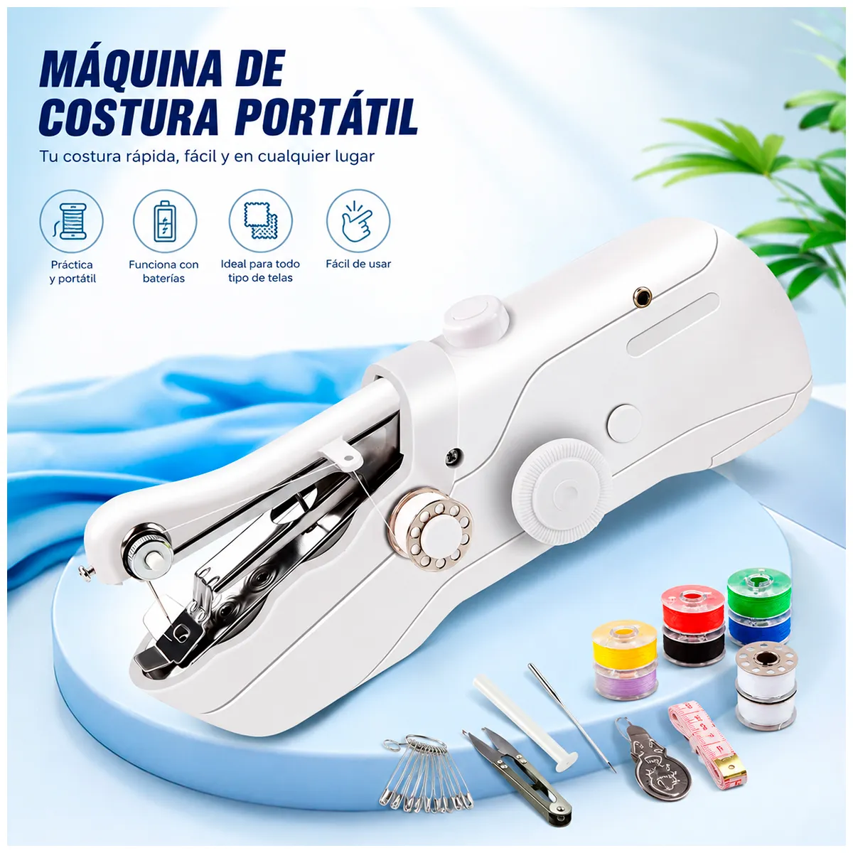MÁQUINA DE COSER PORTÁTIL COMPACTA CON DOBLE ALIMENTACIÓN - 3