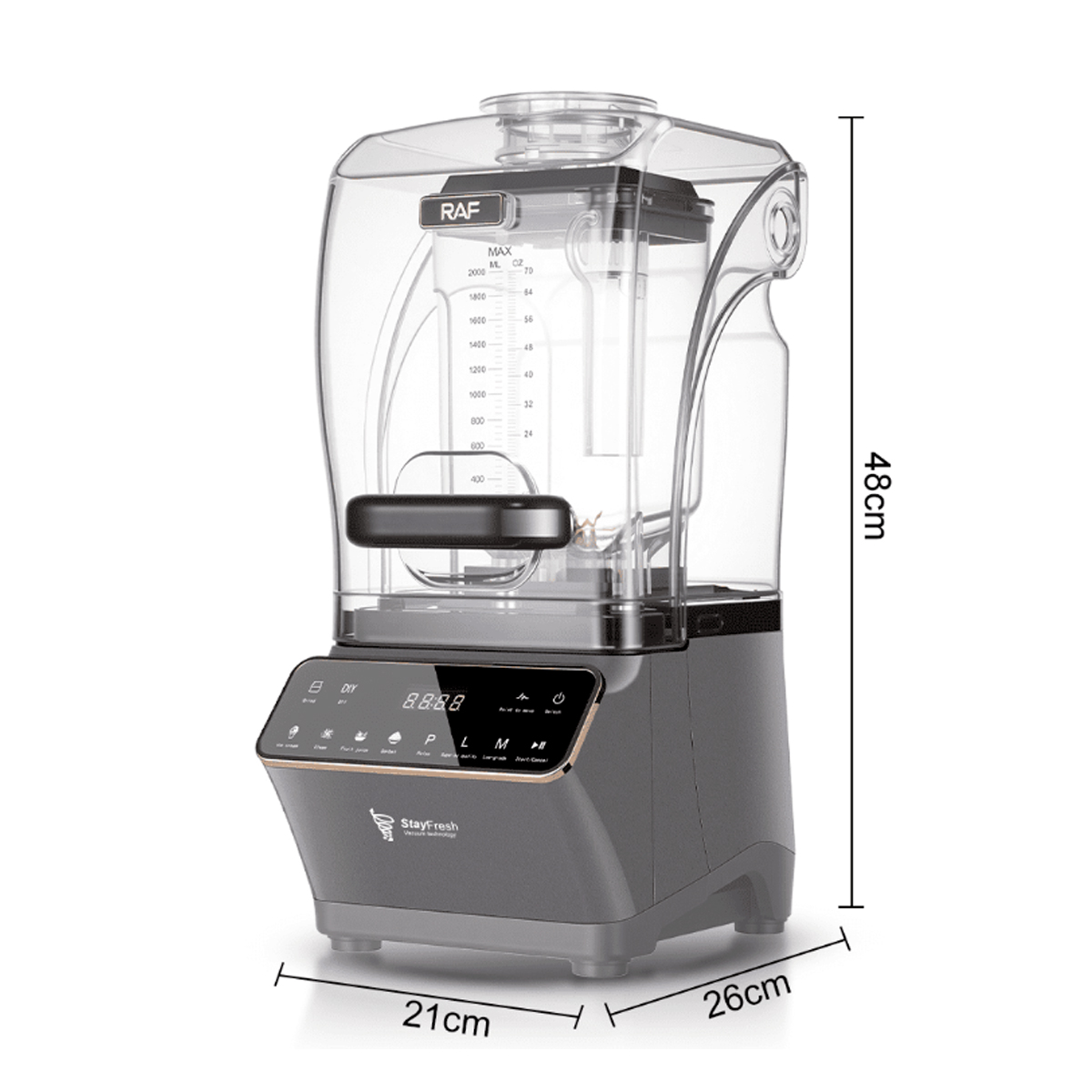 LICUADORA PROFESIONAL RAF R.2941 1200W 2L 6 CUCHILLAS DIGITAL - 2