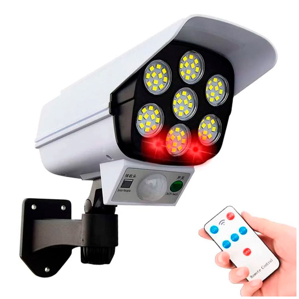 LAMPARA SOLAR LED TIPO CÁMARA DE SEGURIDAD CON SENSOR MOVIMIENTO - 1