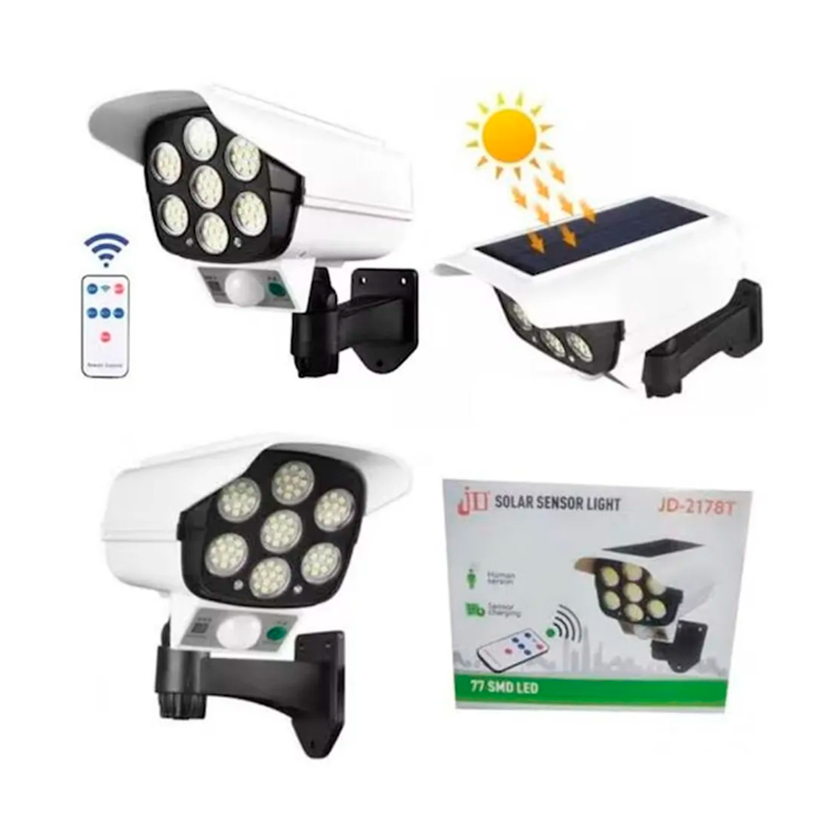 LAMPARA SOLAR LED TIPO CÁMARA DE SEGURIDAD CON SENSOR MOVIMIENTO - 2