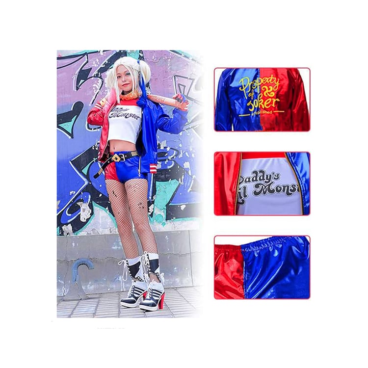 DISFRAZ COMPLETO HARLY QUEEN CON PELUCA TALLA S HALLOWEEN - 3