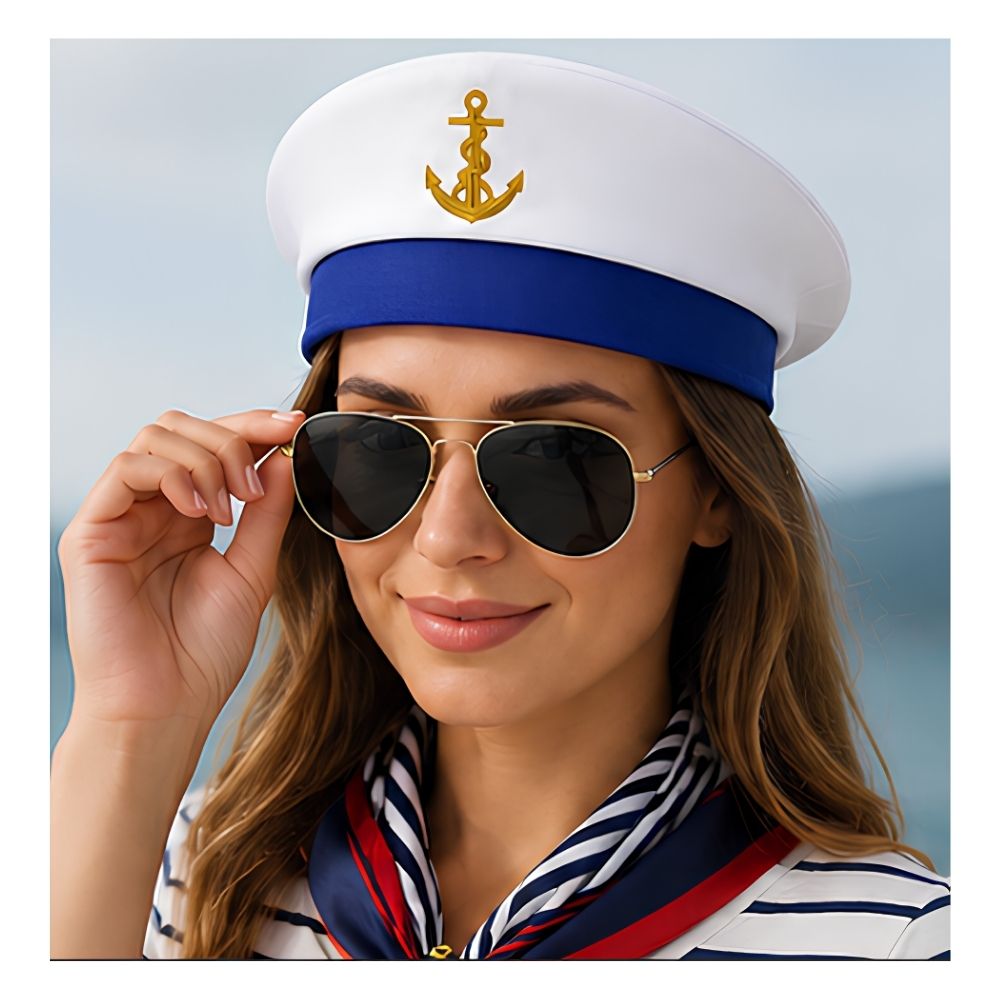 SET MARINERO UNISEX CON GORRO DE CAPITÁN Y ACCESORIOS HALLOWEEN FIESTA DISFRAZ - 4