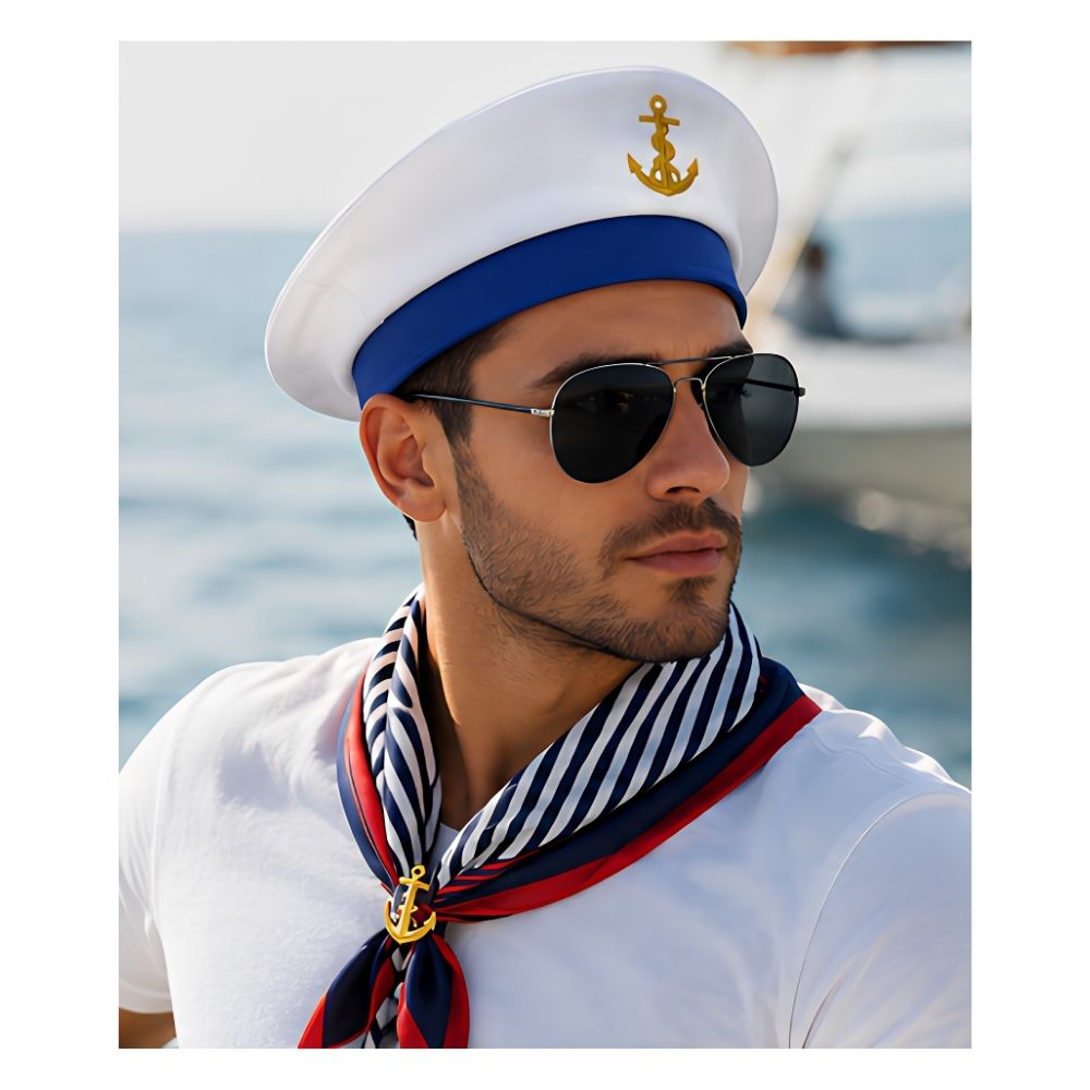 SET MARINERO UNISEX CON GORRO DE CAPITÁN Y ACCESORIOS HALLOWEEN FIESTA DISFRAZ - 6