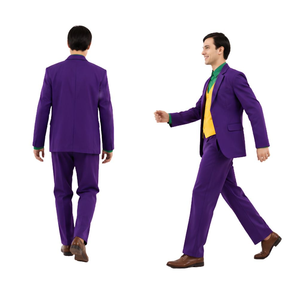 DISFRAZ COMPLETO DE PAYASO JOKER TALLA M COLOR MORADO HALLOWEEN - 3