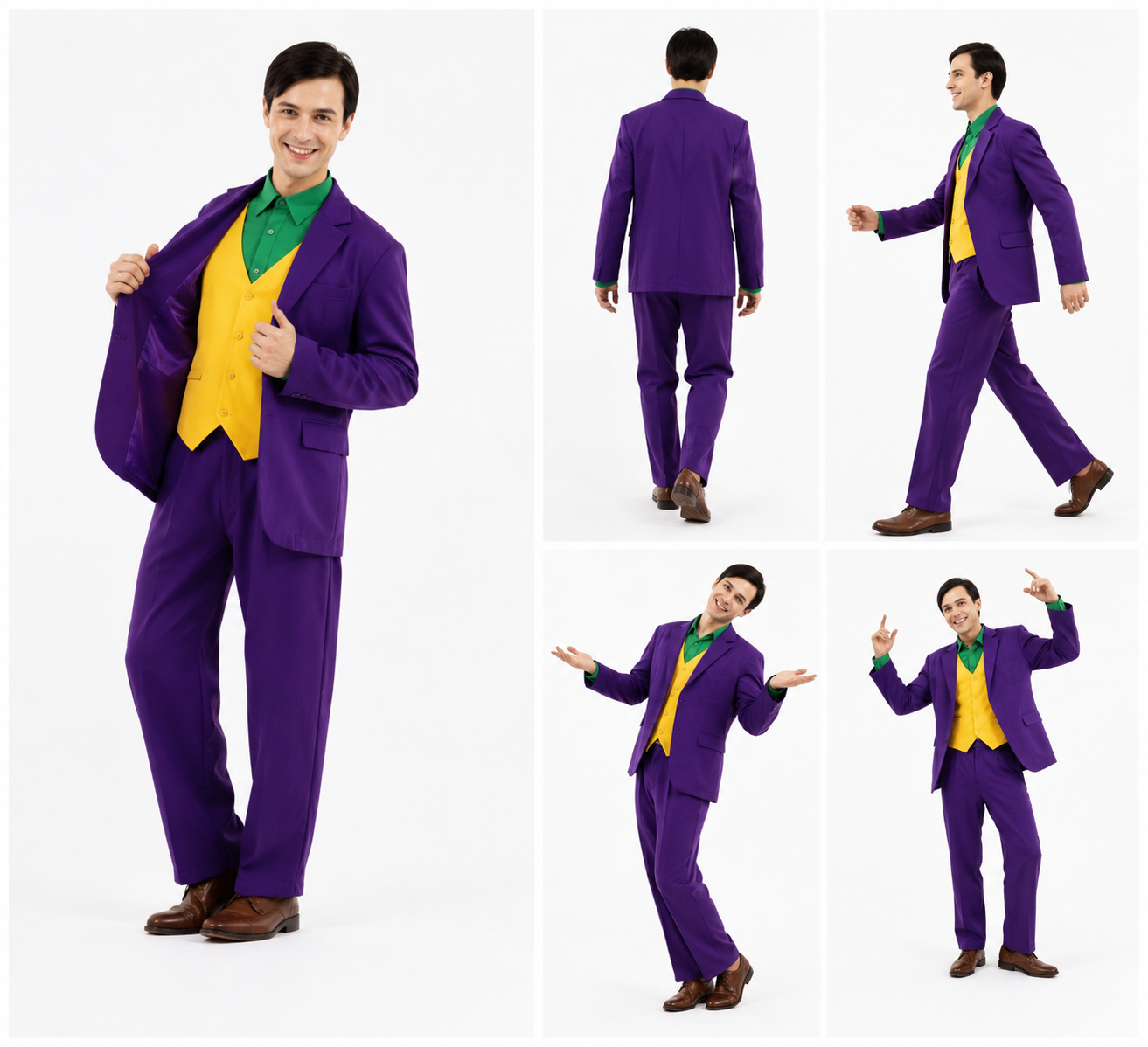 DISFRAZ COMPLETO DE PAYASO JOKER TALLA S COLOR MORADO HALLOWEEN - 4