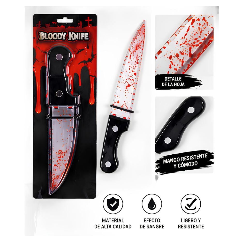 PACK MÁSCARA PAYASO DE TERROR CON CUCHILLO CON SANGRE LIQUIDA HALLOWEEN ADULTO COSPLAY - 4