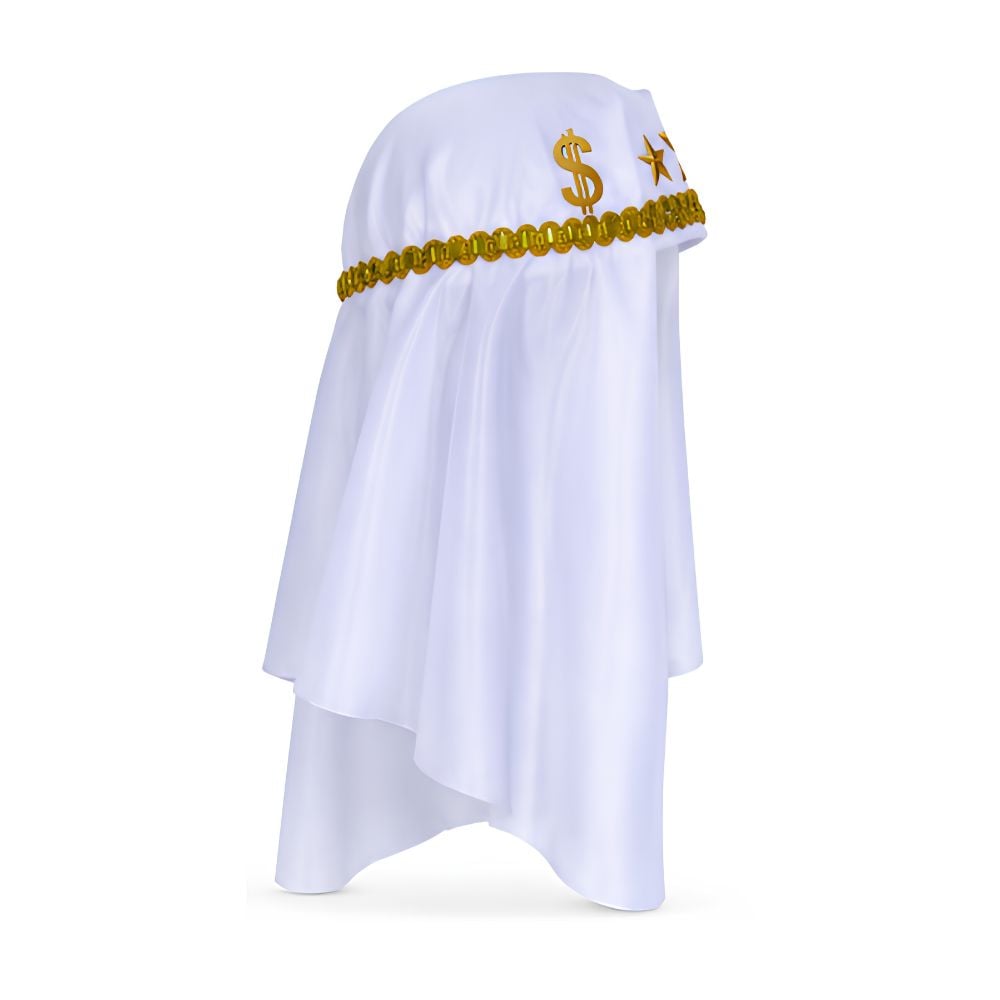TURBANTE JEQUE ÁRABE BLANCO DORADO DISFRAZ ADULTO HALLOWEEN FIESTA COSPLAY - 2