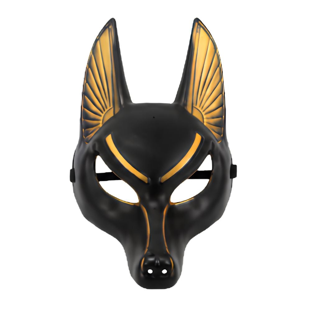 MASCARA ANTIFAZ ANUBIS EGIPCIO NEGRA CON DORADO PARA COSPLAY HALLOWEEN FIESTA - 1